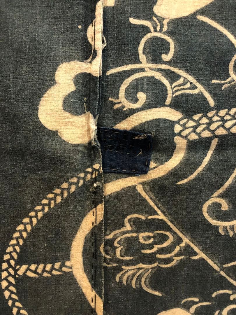 藍染三巾加賀のれん時代物木綿古布　ソ-126