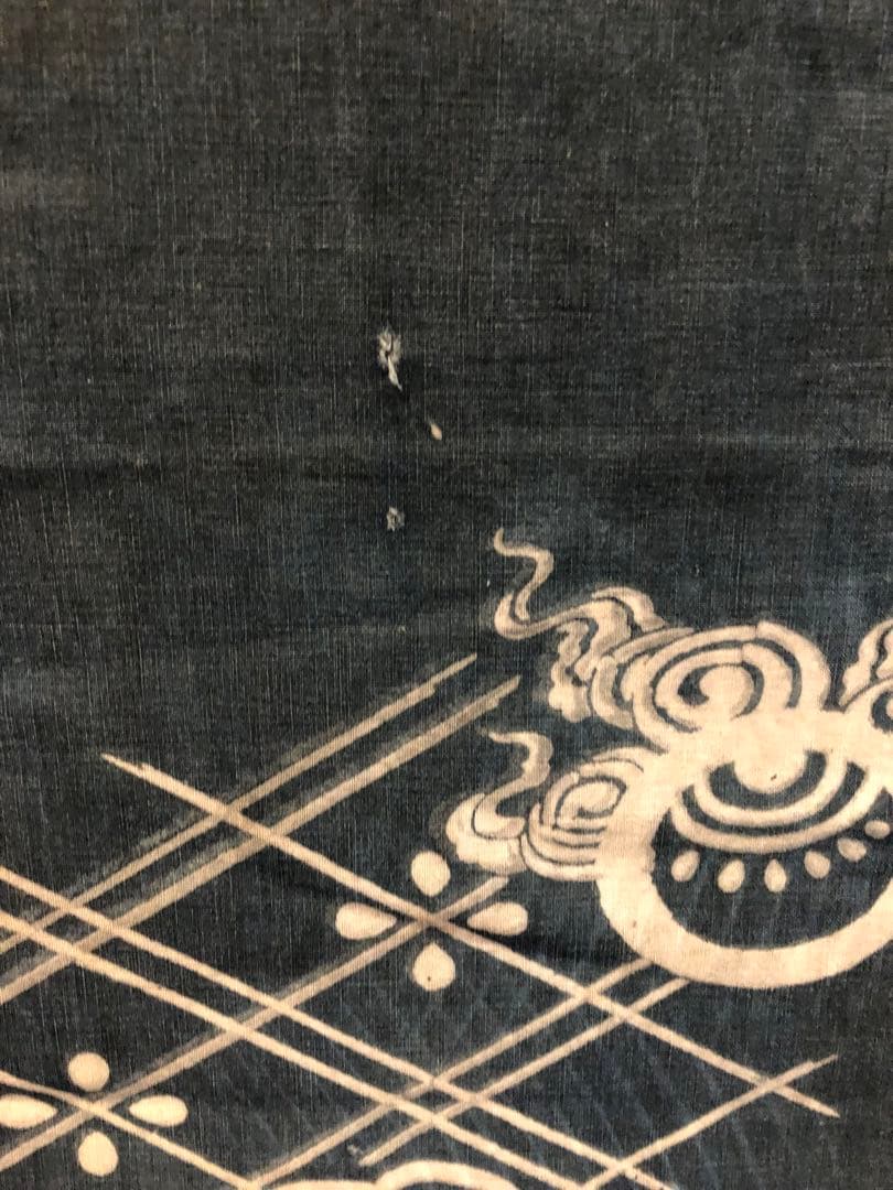 藍染三巾加賀のれん時代物木綿古布　ソ-126