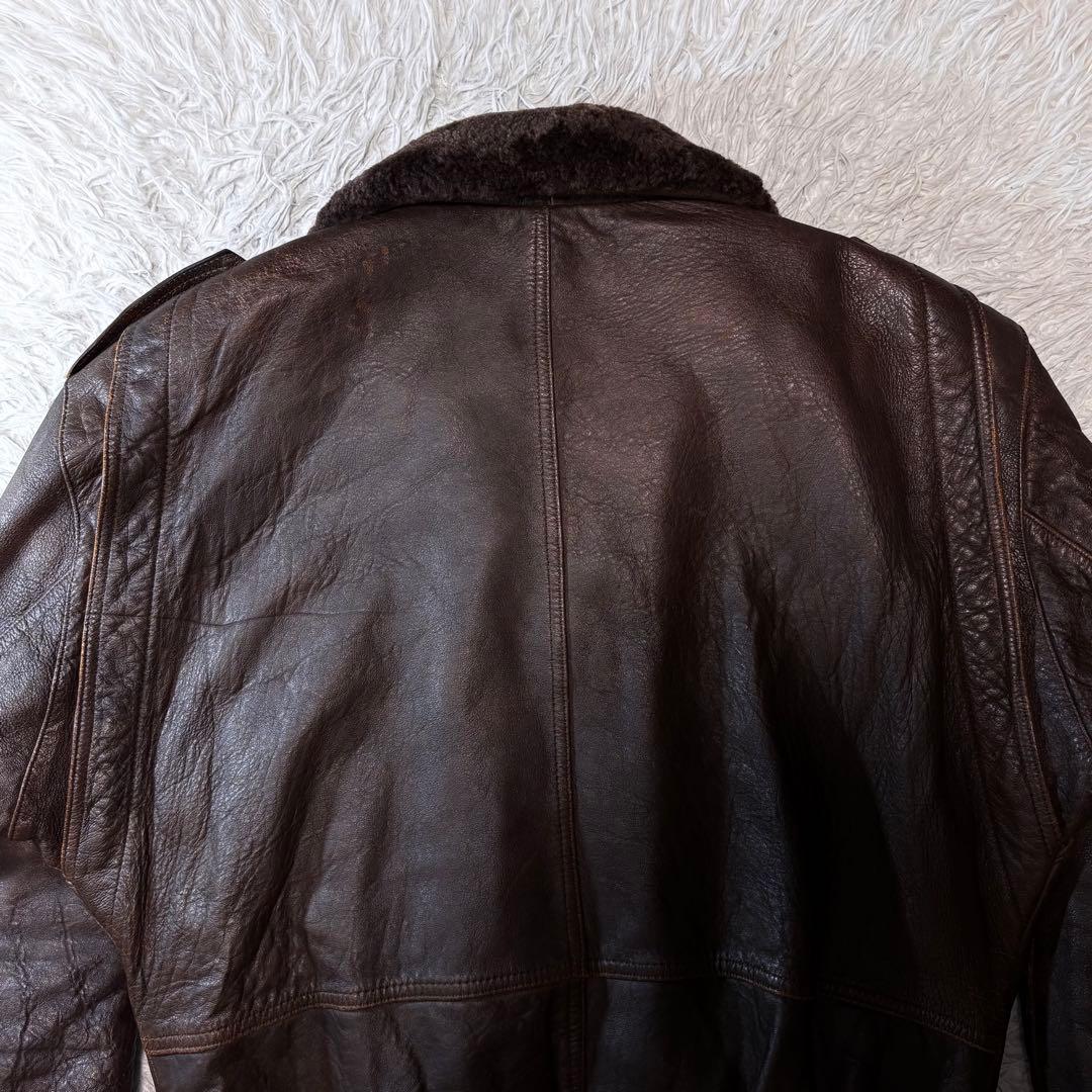 テイル ✨00s G1 レザーフライトジャケット ブラウン ボア襟 ライナ