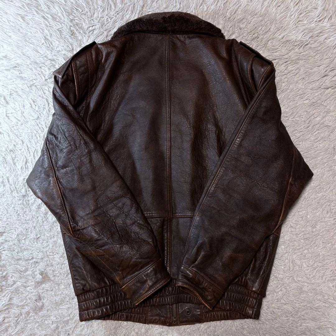 テイル ✨00s G1 レザーフライトジャケット ブラウン ボア襟 ライナ