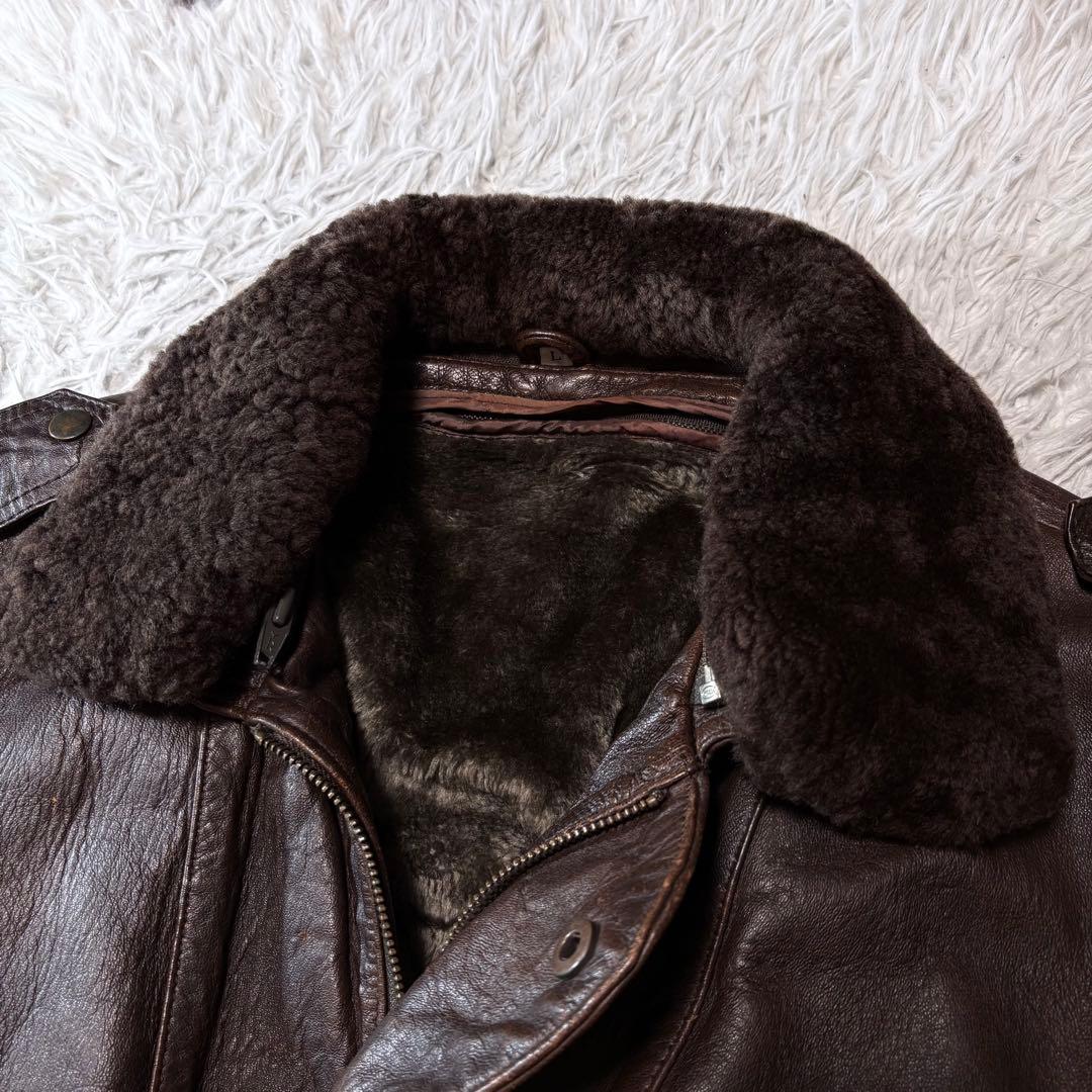 テイル ✨00s G1 レザーフライトジャケット ブラウン ボア襟 ライナ