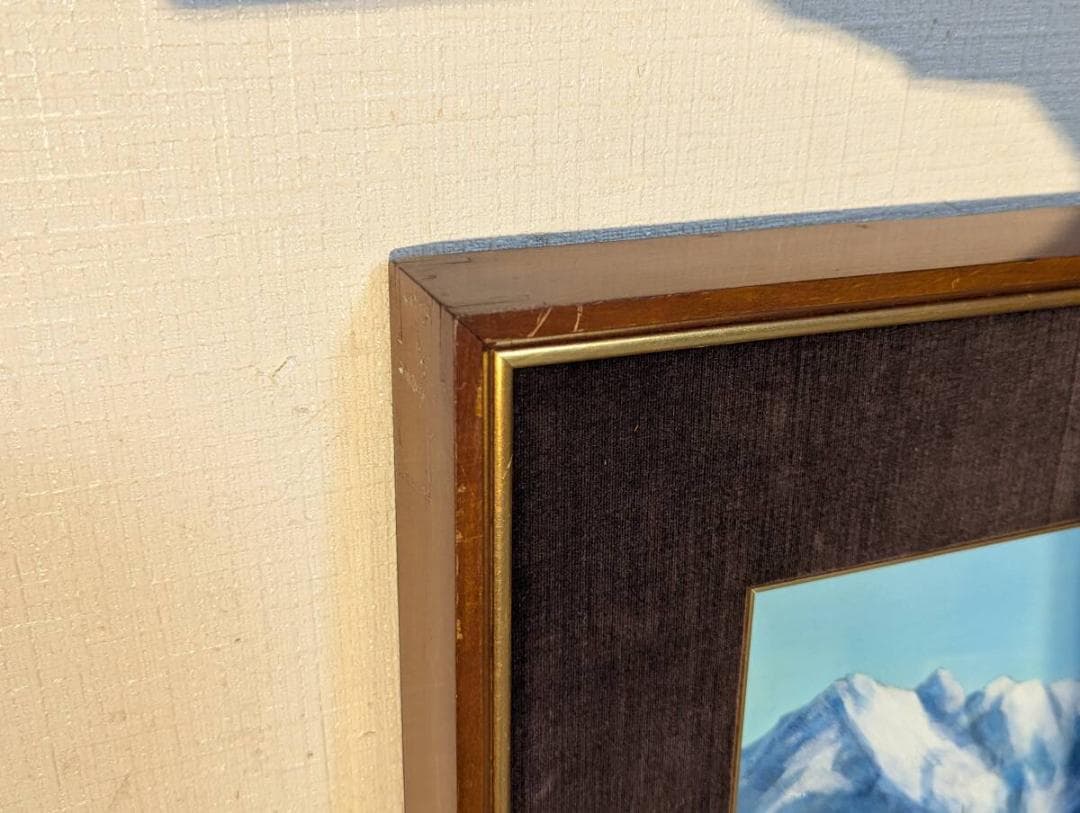 【真作】絵画　希代稔　日本画10号　上高地　雄大な山と森を描く風景画　X161