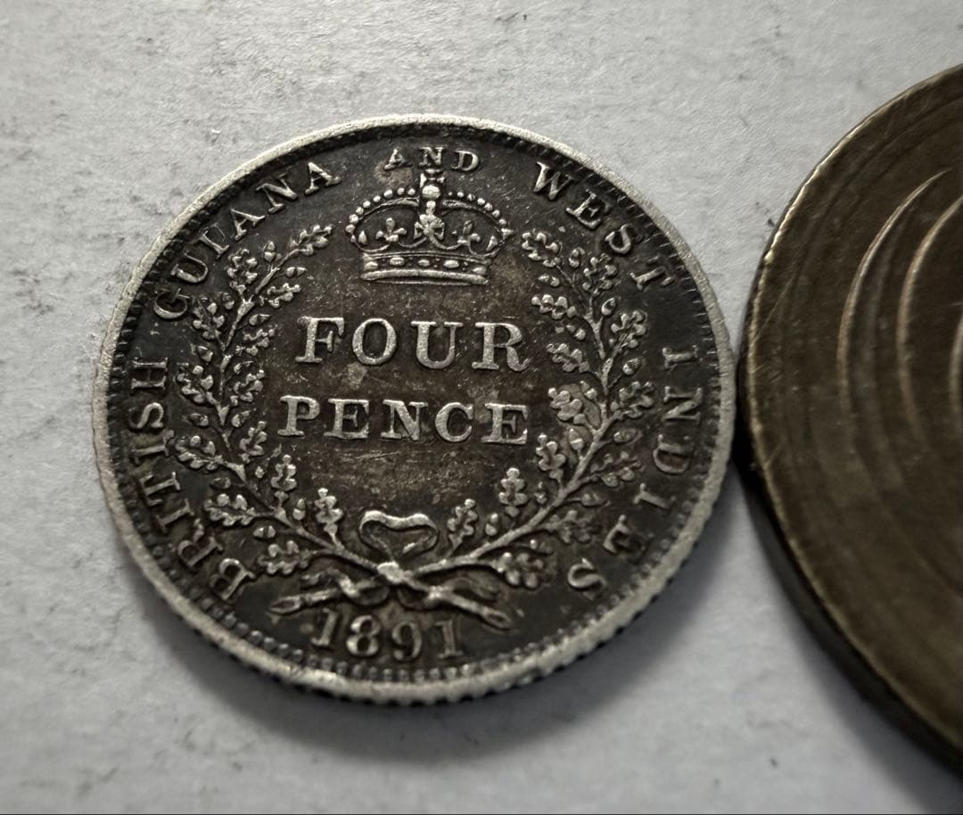 は*ぱ様 1891年 イギリス領ギアナ 4ペンス銀貨　ヴィクトリア女王