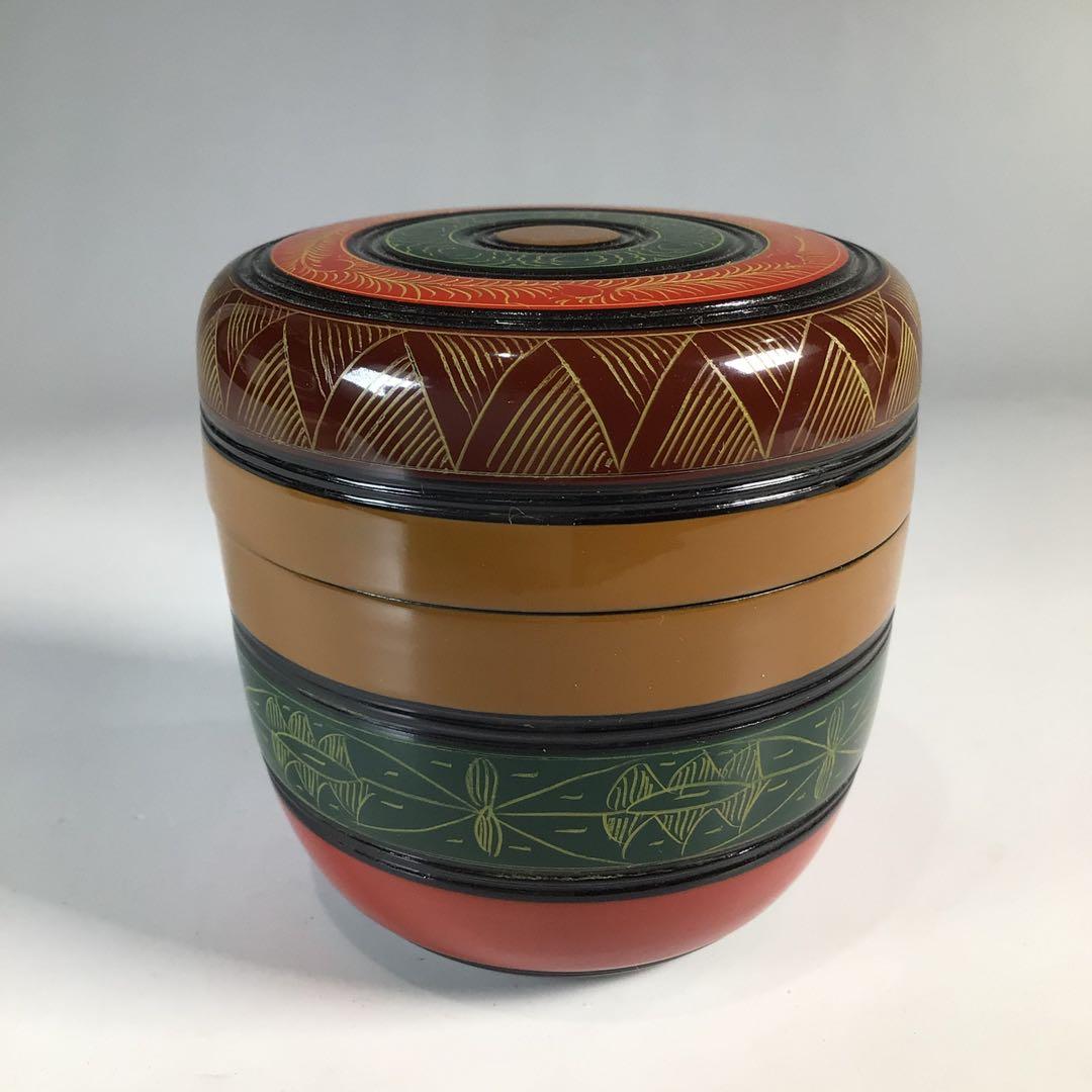 Ｎ３６９　棗　『道場宗廣作』『八幡宗豊　箱書』『独楽塗』『大棗』　共箱　茶道具