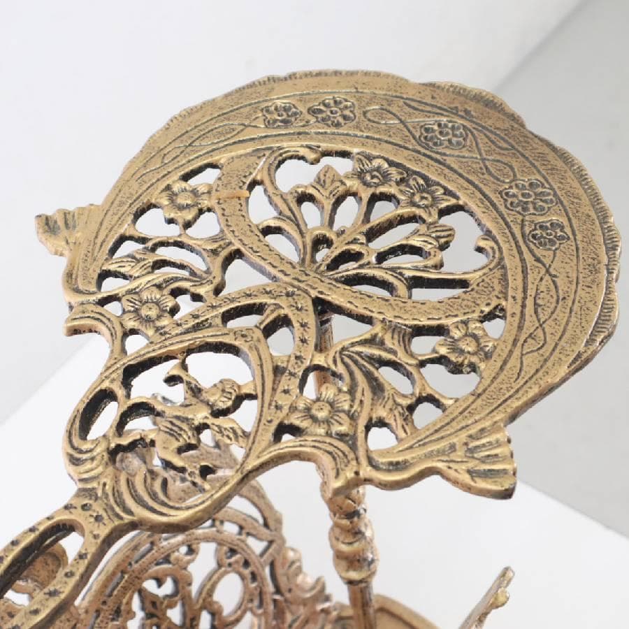 値下アンティーク マガジンラック マイナスネジ 真鍮製 ゴールド色 小テーブル付