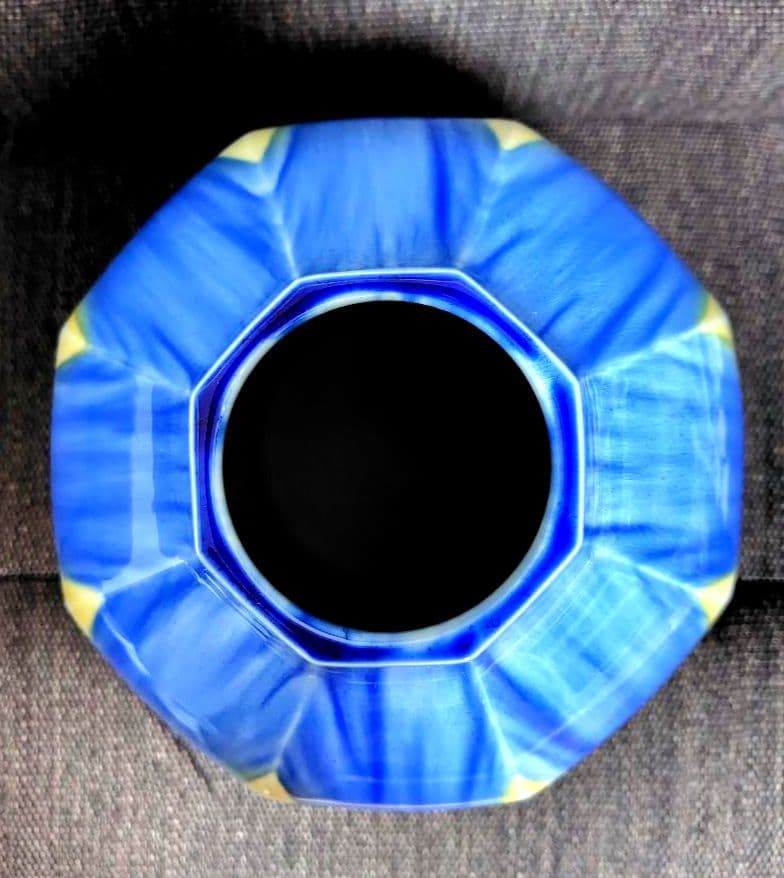 九谷焼　柴田博　高さ28cm　流彩面取　花入　釉彩