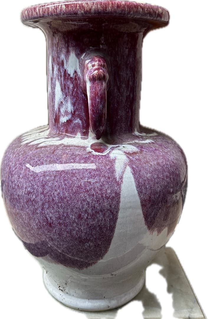 中国古董・ 色絵窯変釉 双耳大花瓶