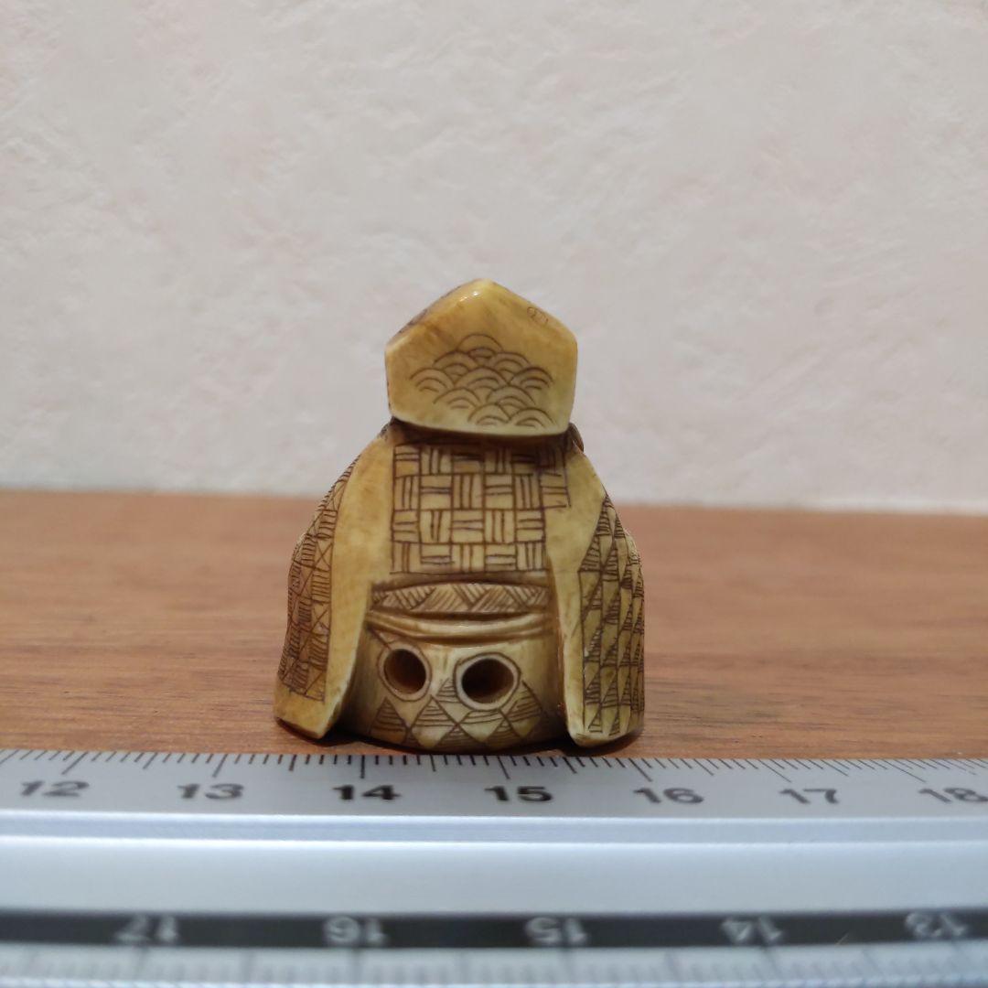 時代提物 七福神根付 天然素材 【寿老人】高さ約3.7cm 重さ約22ｇ縁起物