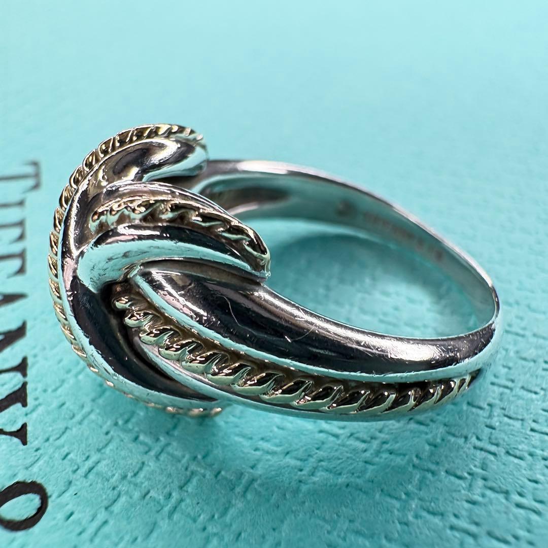 【美品】約11号 ティファニー シグネチャークロス Au750 SV925コンビ