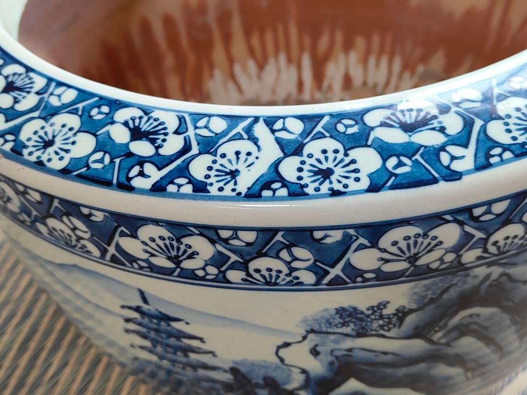 昭和レトロ 火鉢 常滑製 みや古焼 陶器 大きい火鉢　和風　中国風