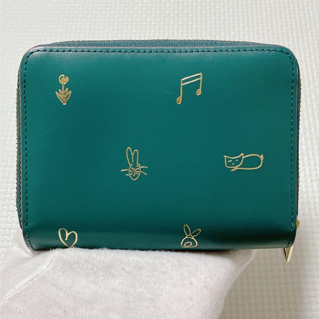 未使用PaulSmithミックスドゥードゥル レザー二つ折り財布　グリーン　緑