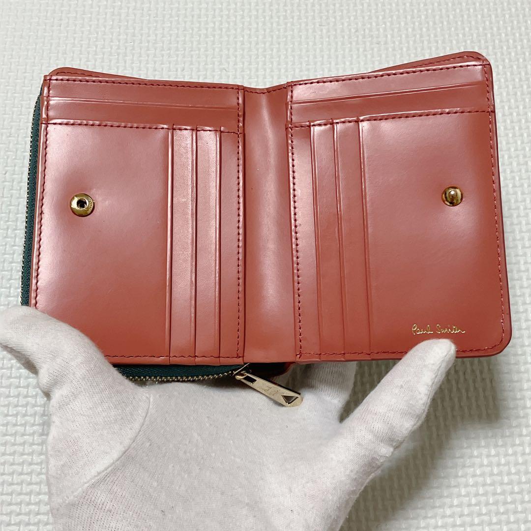 未使用PaulSmithミックスドゥードゥル レザー二つ折り財布　グリーン　緑