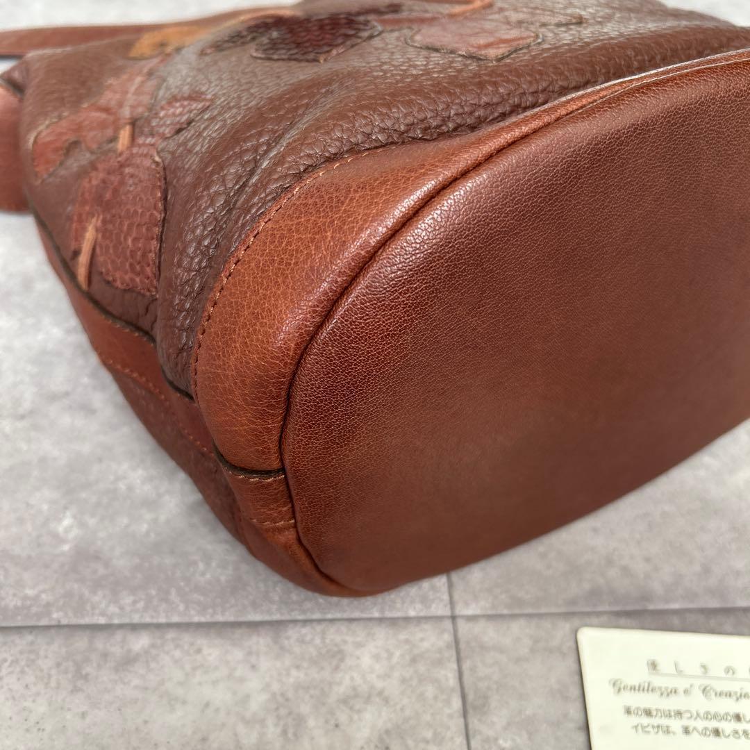 希少　IBIZA ペッカリー　パッチワーク　ショルダーバッグ　葉　本革