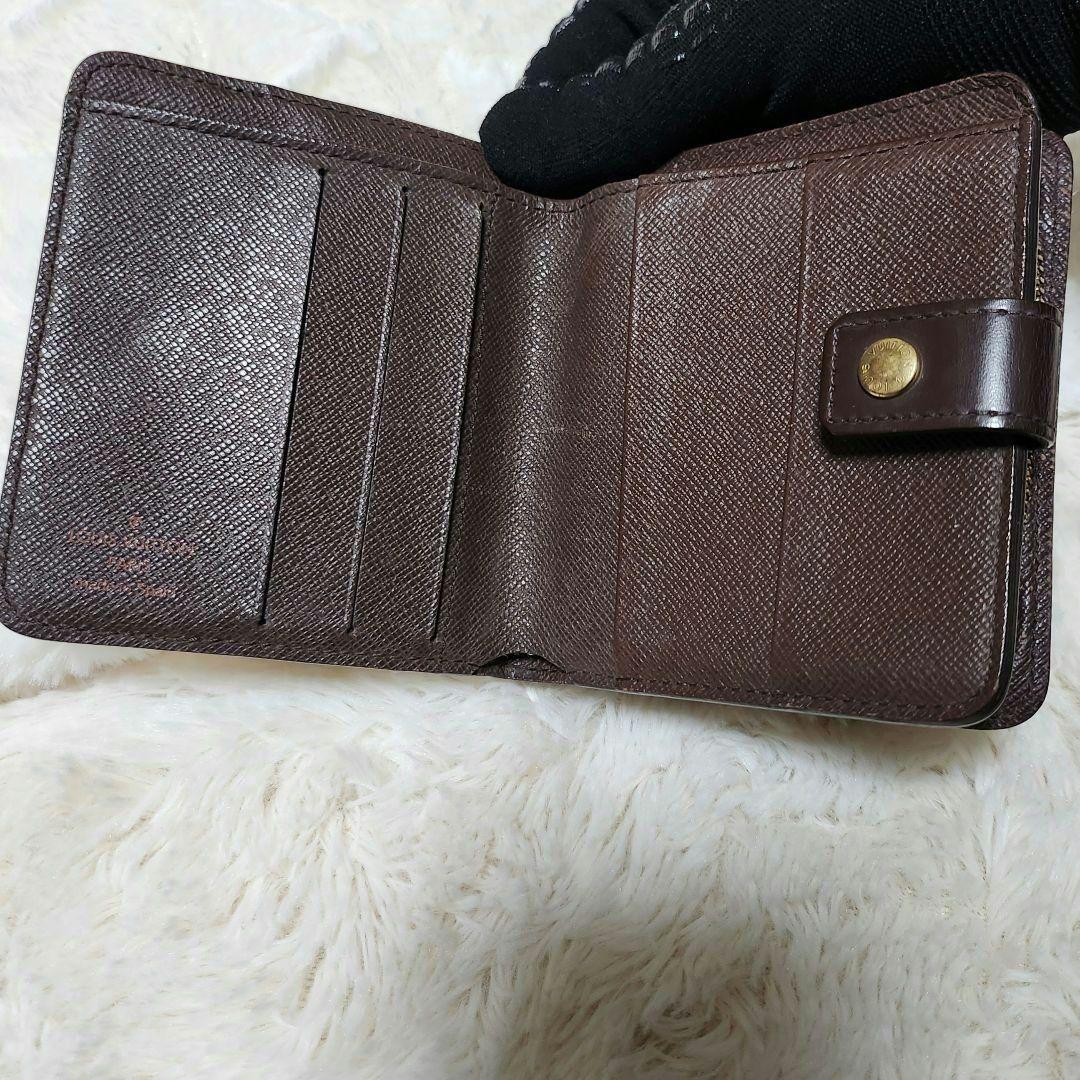 LOUIS VUITTON 二つ折り財布 コンパクトジップ ダミエ ブラウン