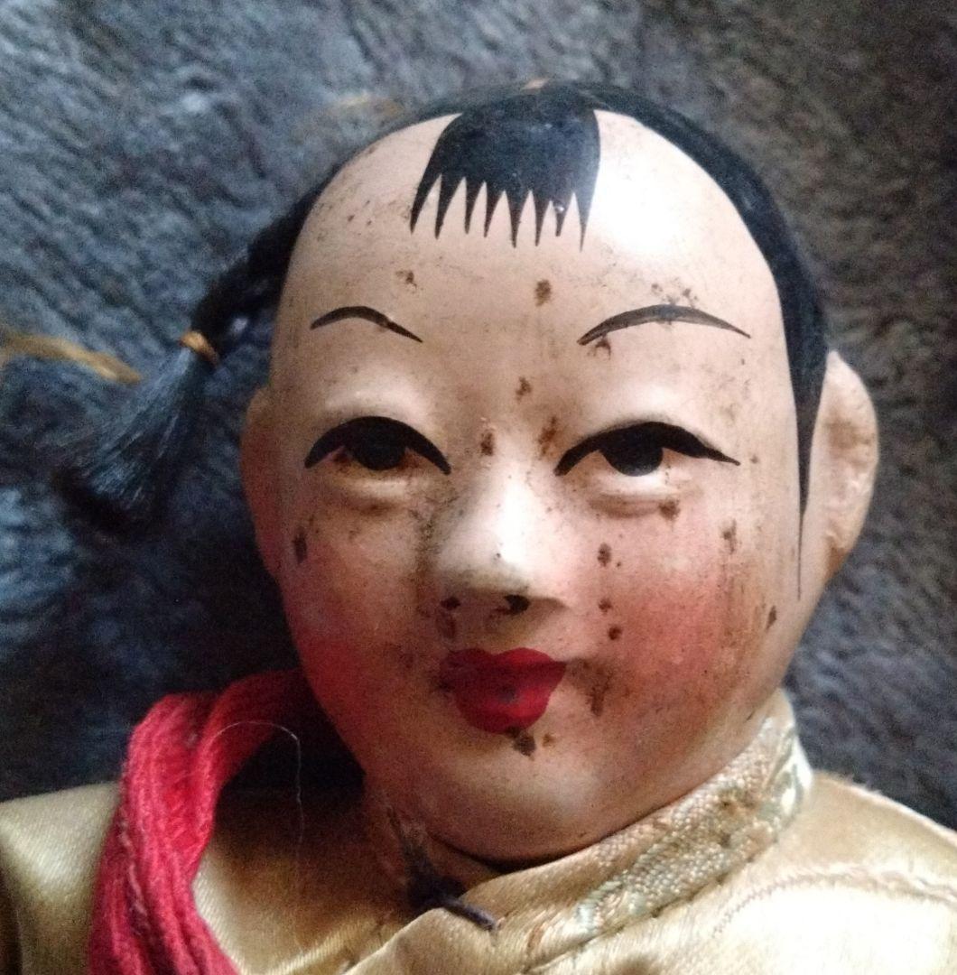 中国骨董　抱っこする姉妹のお人形　2点セット