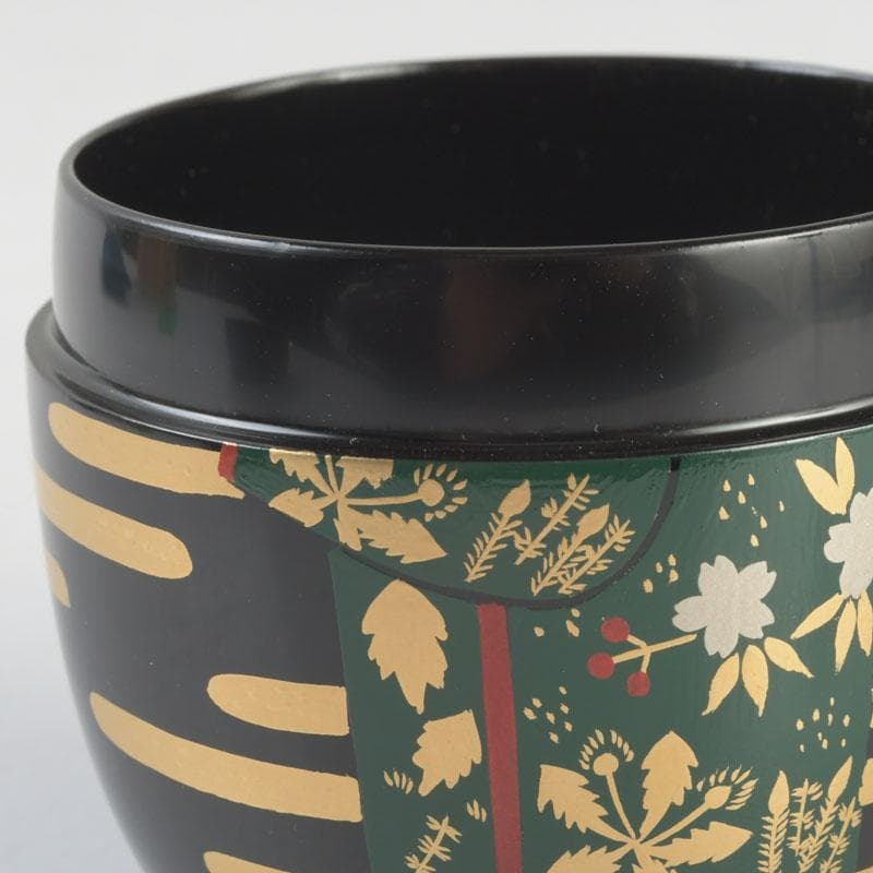 茶道具　加賀蒔絵師　岩倉利慶作　即中斎好写　誰袖蒔絵　中棗　共箱　V　9728