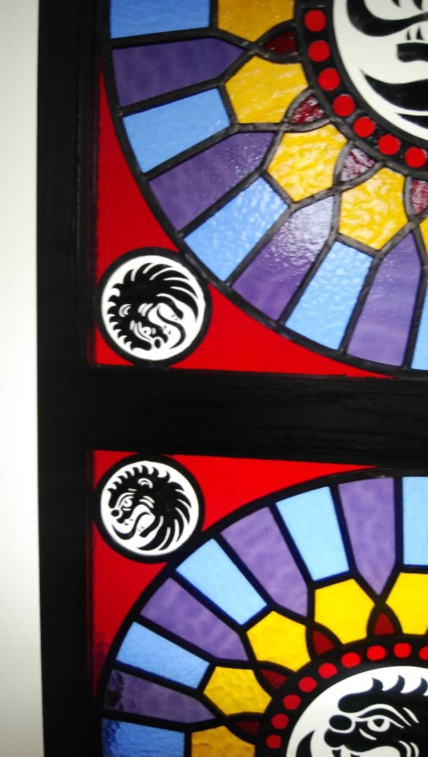 絵付け　ストーンヘンジ　ステンドグラスパネル　高さ約115cm幅約55cm