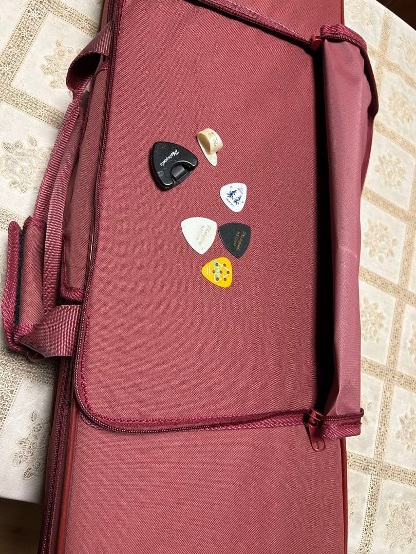 三線 ヘビ柄 赤いケース付き