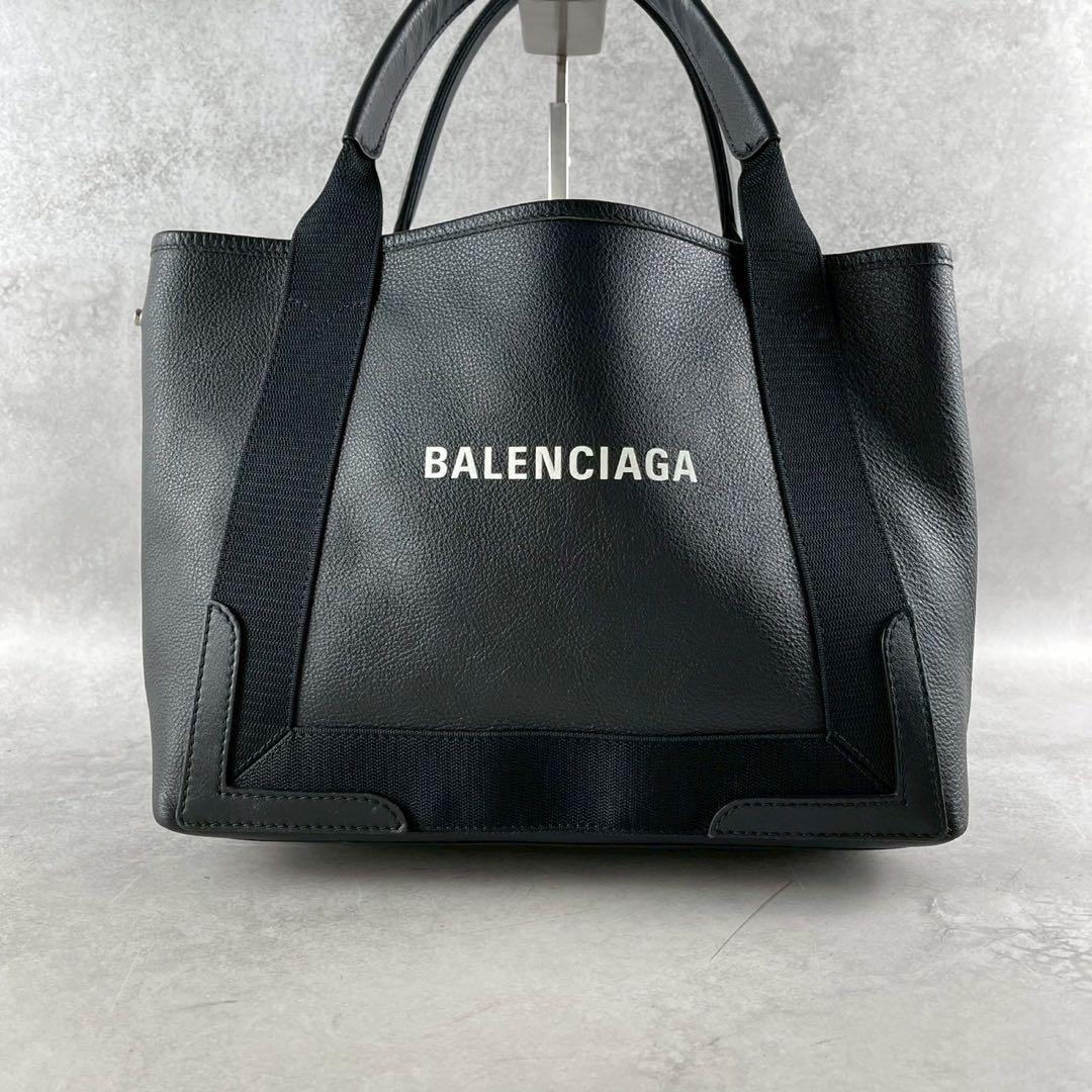 【極美品】バレンシアガ ネイビーカバス S トートバッグ エブリデイ レザー 黒