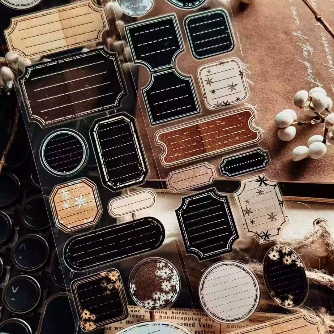 PET 留白便签 5cm×5m ダイカット加工　海外マステ　ラベル　付箋