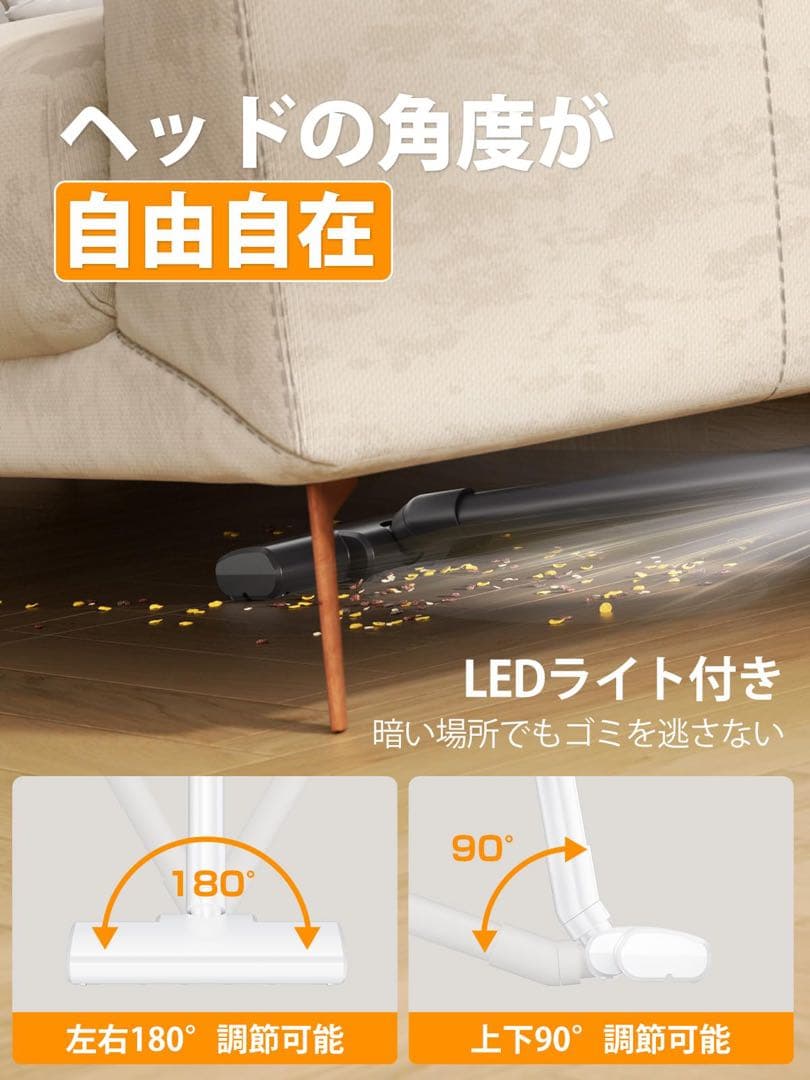 掃除機 コードレス 超強力吸引 ハンディスティック 超軽量 2way ブラック