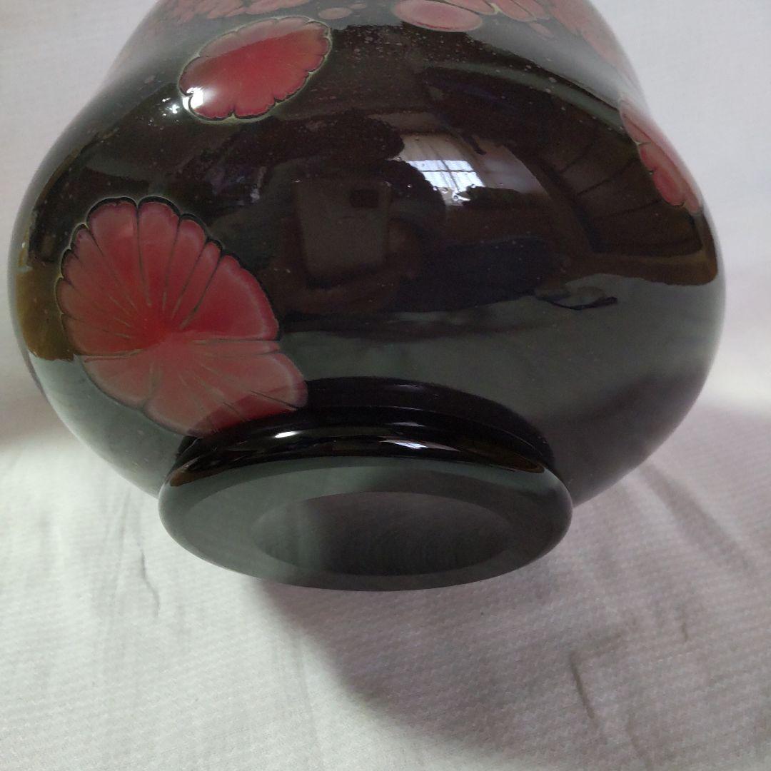 窯変硝子　花瓶　陶器の様な不思議な色ガラス　フラワーベース　炎宴