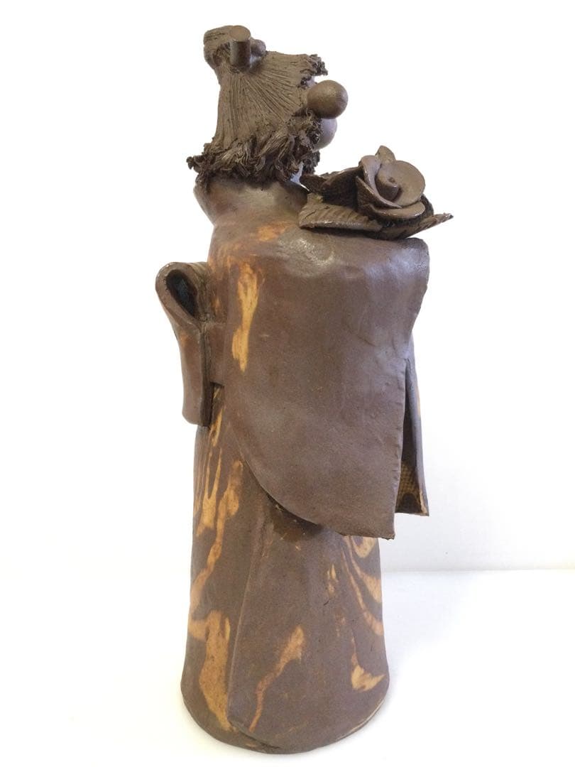 砥部焼 青芳人形『花を抱く少女』森元青芳作 珍品 M