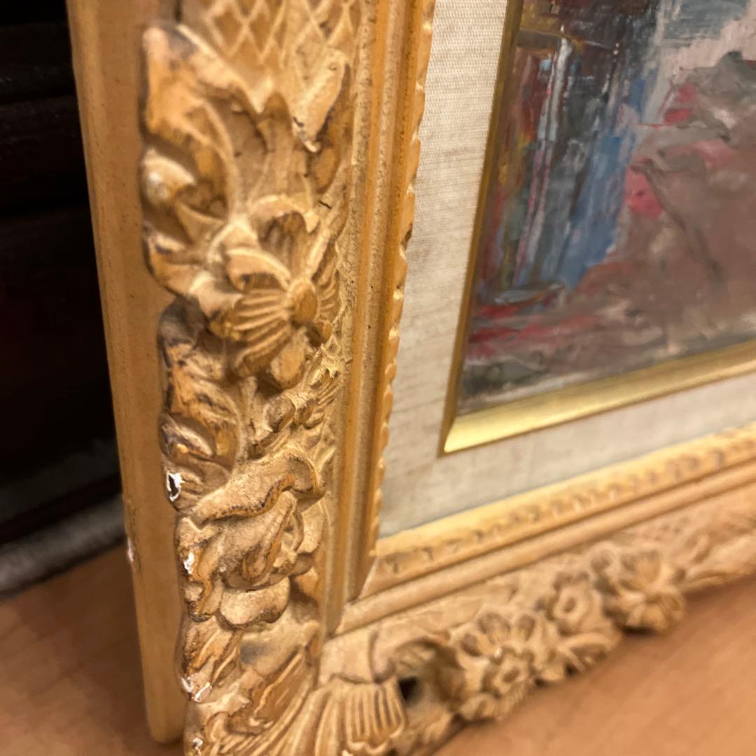 【更に値下げしました】風景画 油彩画 装飾的フレーム付き