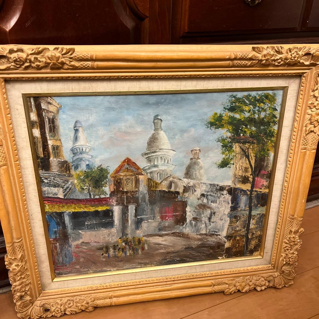 【更に値下げしました】風景画 油彩画 装飾的フレーム付き