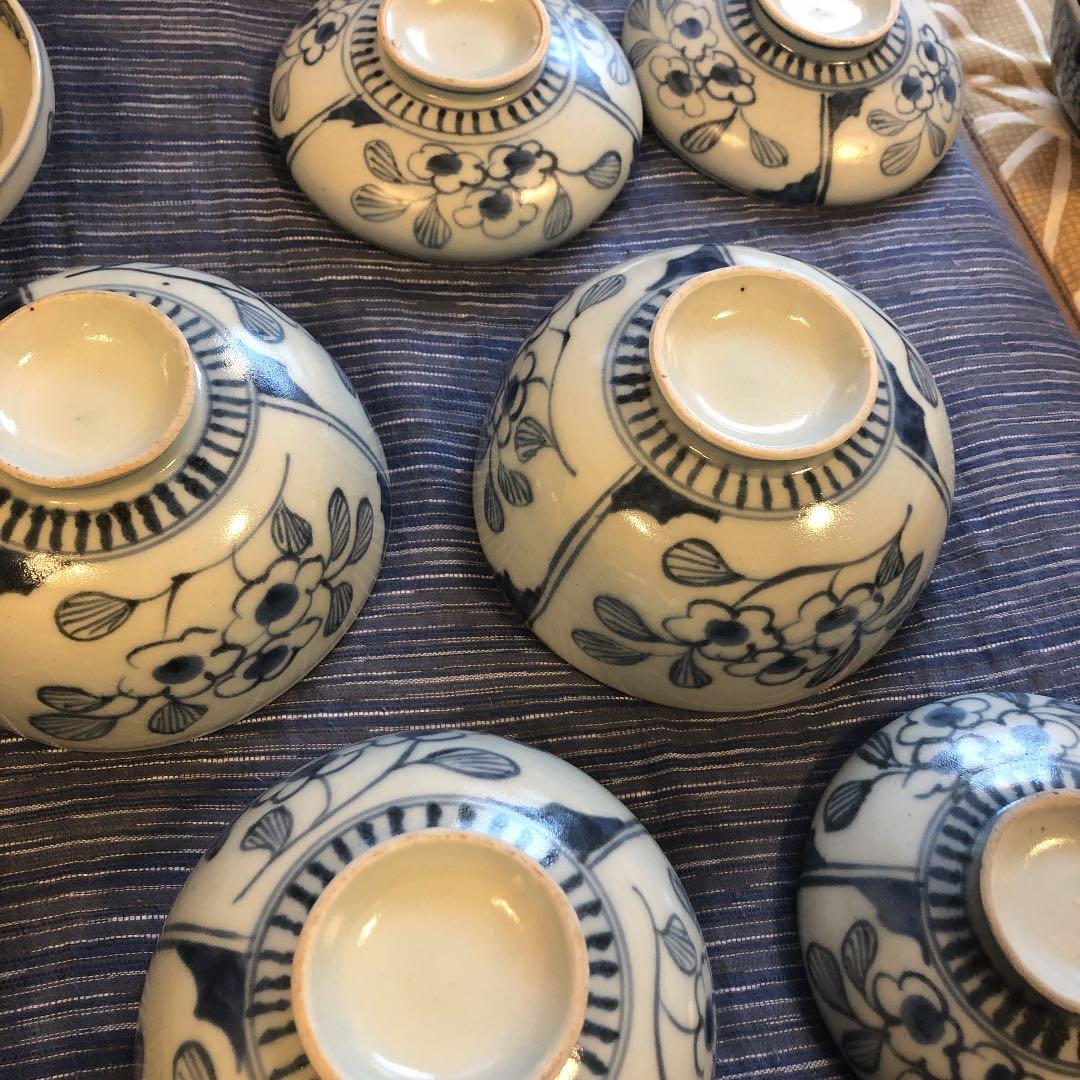 江戸後期時代染め付け茶碗蓋5個セット