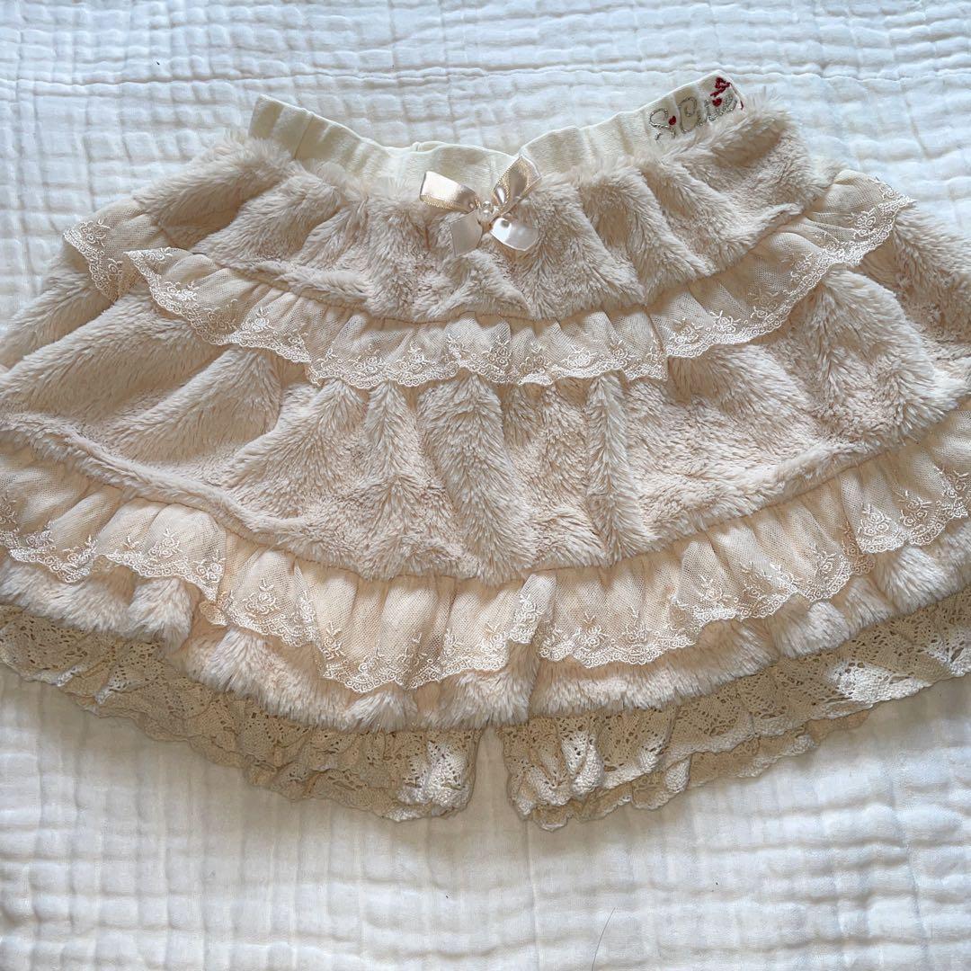 00s 希少 LIZLISA系 ファー×レース 異素材フリルスカパン 姫ギャル