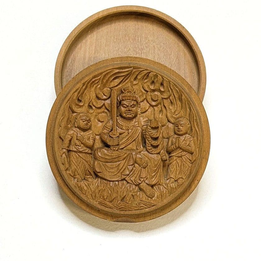 【フォロー割・新品】 香合仏　不動明王　白檀　仏龕　懐中仏　不動三尊