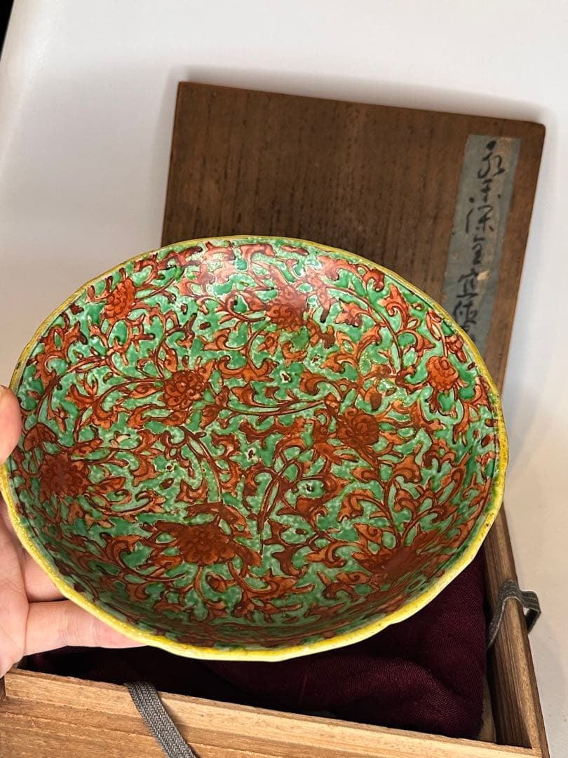 大日本永樂造　色絵　絵皿　底款有　共箱付　時代物　古美術