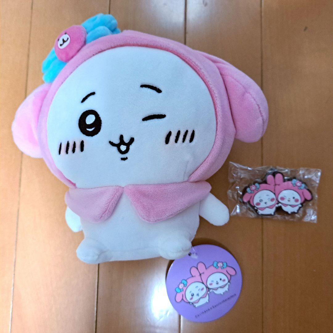 ちいかわ　サンリオ　コラボ　マイメロディ　ぬいぐるみS　ラバーマスコット