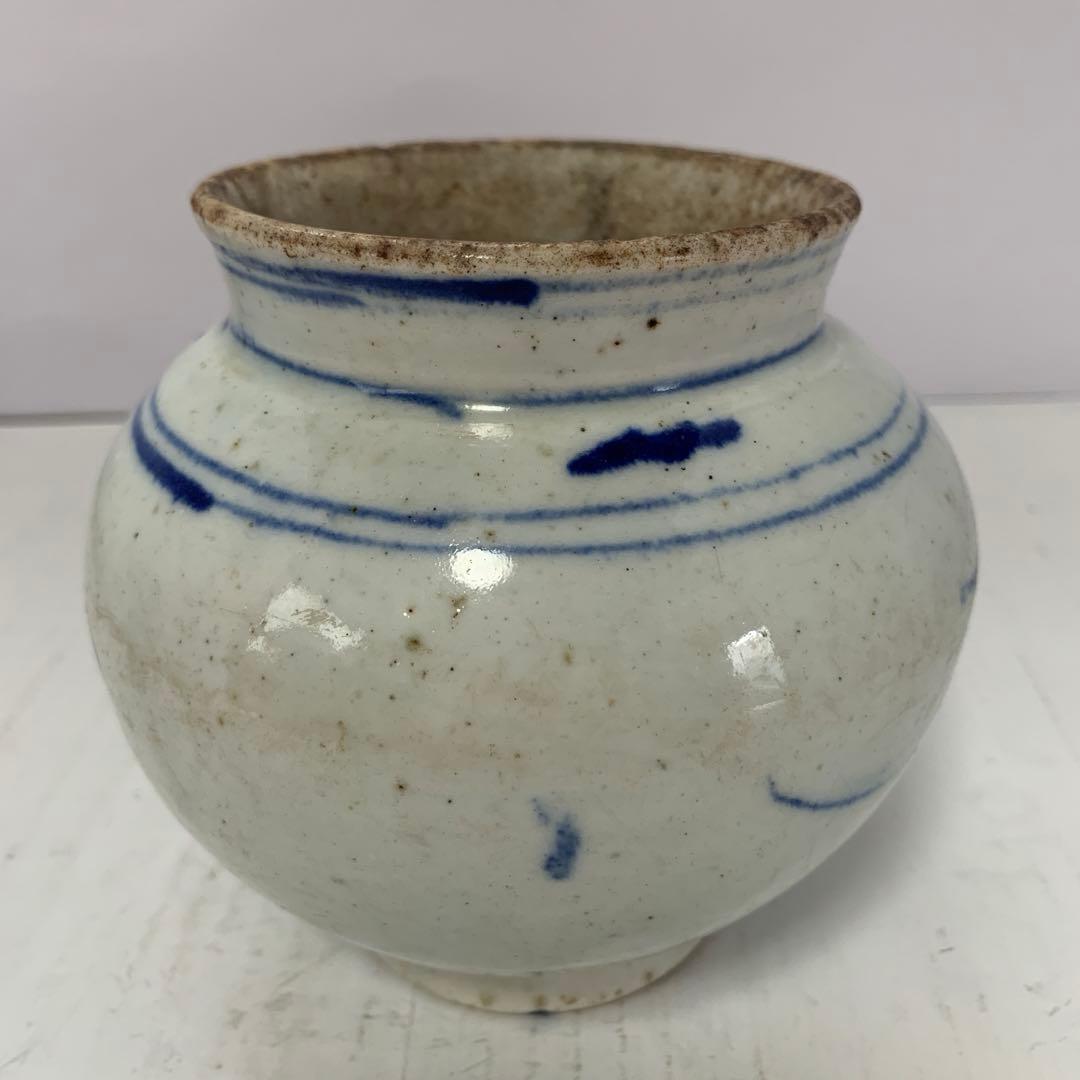李朝　染付　白磁　壺　韓国美術　送料込み
