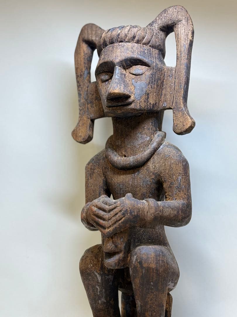 T 「アフリカン美術」ゴンゴ民主共和国 ルバ族 神聖な木彫像