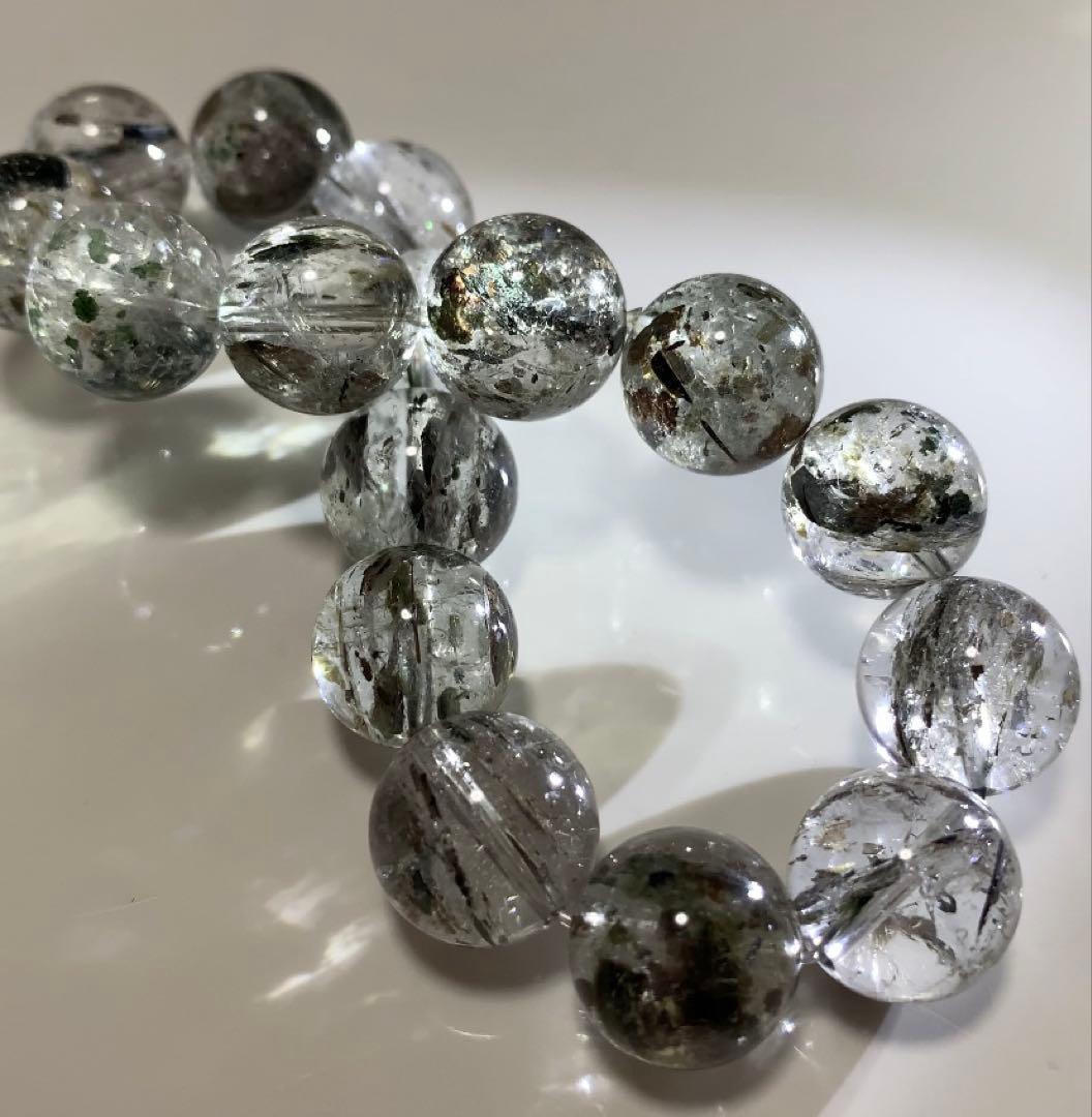 ★かな様★ ①★最高品質★超激レアグリーンマイカinクォーツ　ブレスレット