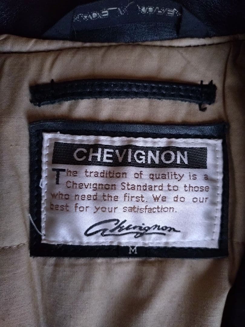 CHEVIGNON シェビニオン 革ジャン レザージャケット 黒 М U美品丈短