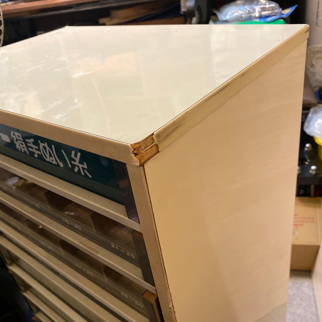 糸陳列棚　タイヤー絹手縫糸ケース　収納棚　アンティーク　レトロ