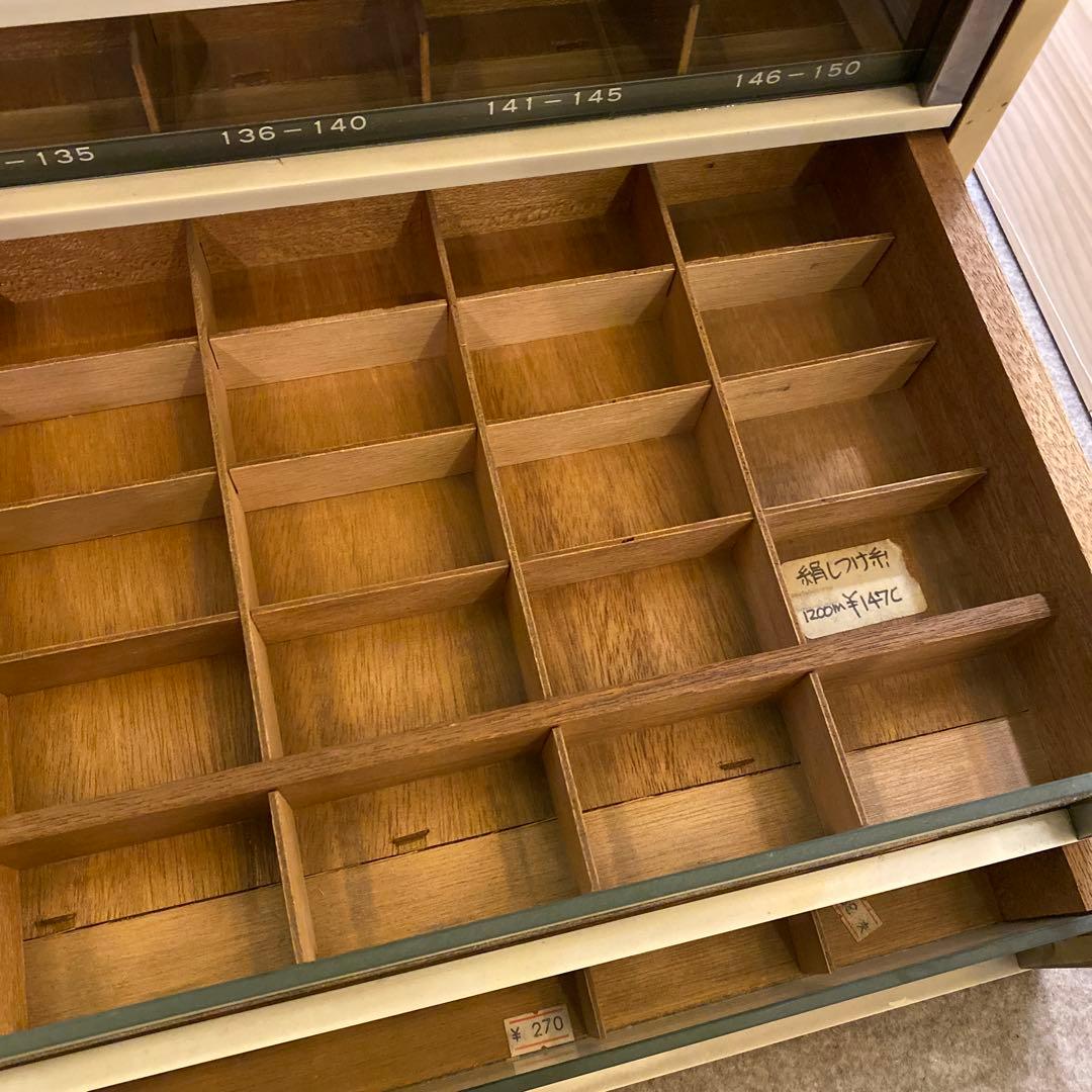 糸陳列棚　タイヤー絹手縫糸ケース　収納棚　アンティーク　レトロ