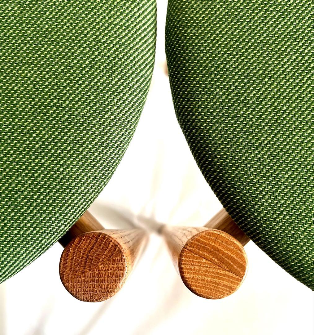 スタッキングスツール・グリーンファブリック・2脚セット・送料込み