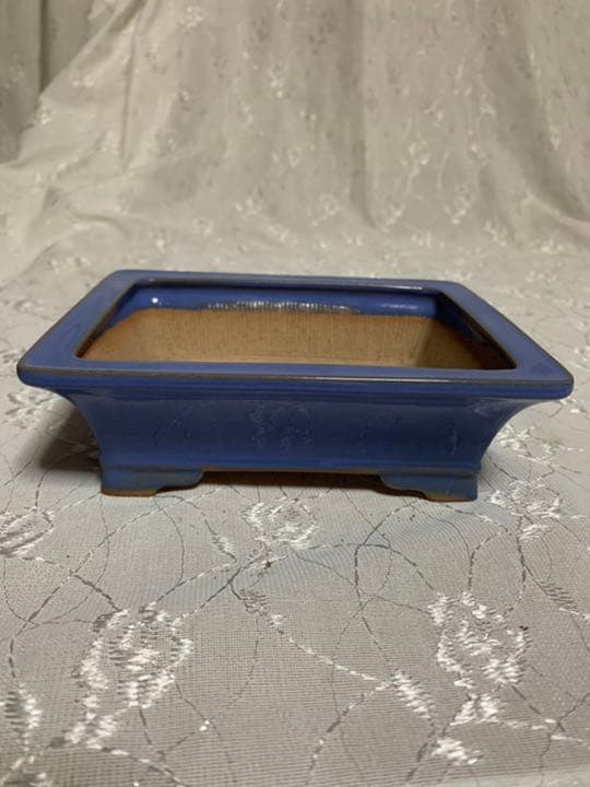 美芸　長方　青　盆栽鉢