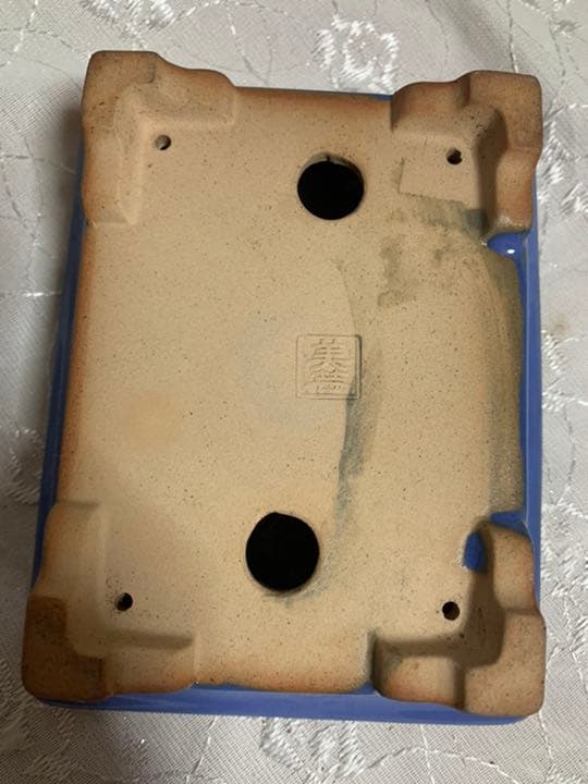 美芸　長方　青　盆栽鉢