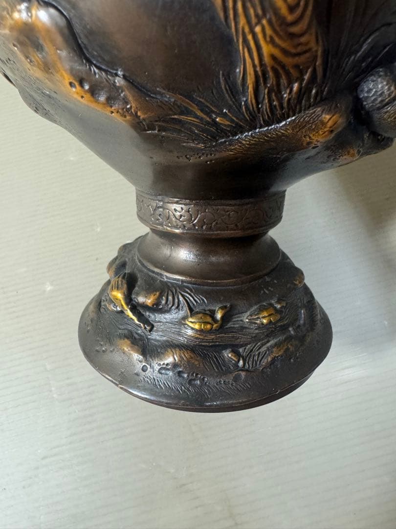 2647 古銅　エビス　花瓶　時代物