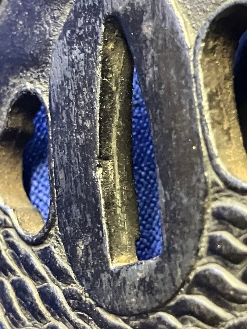 鍔　日本刀　武士　海　松　光来作　鉄鍔