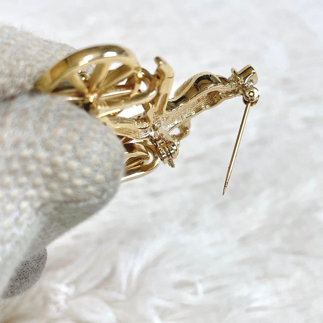 極美品 希少 BURBERRY ジェントルマン 自転車 ブローチ ライトストーン