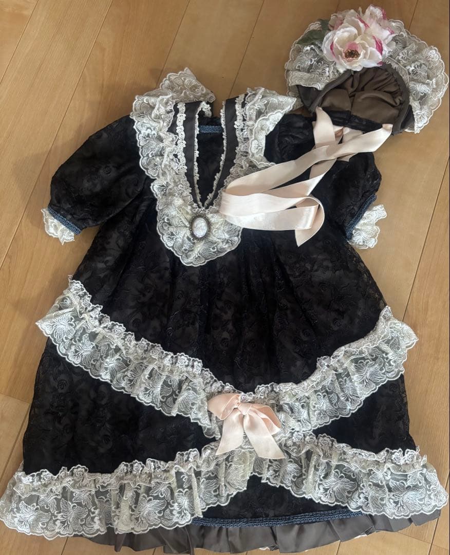 アンティークドール68センチ用ドレス 帽子付き