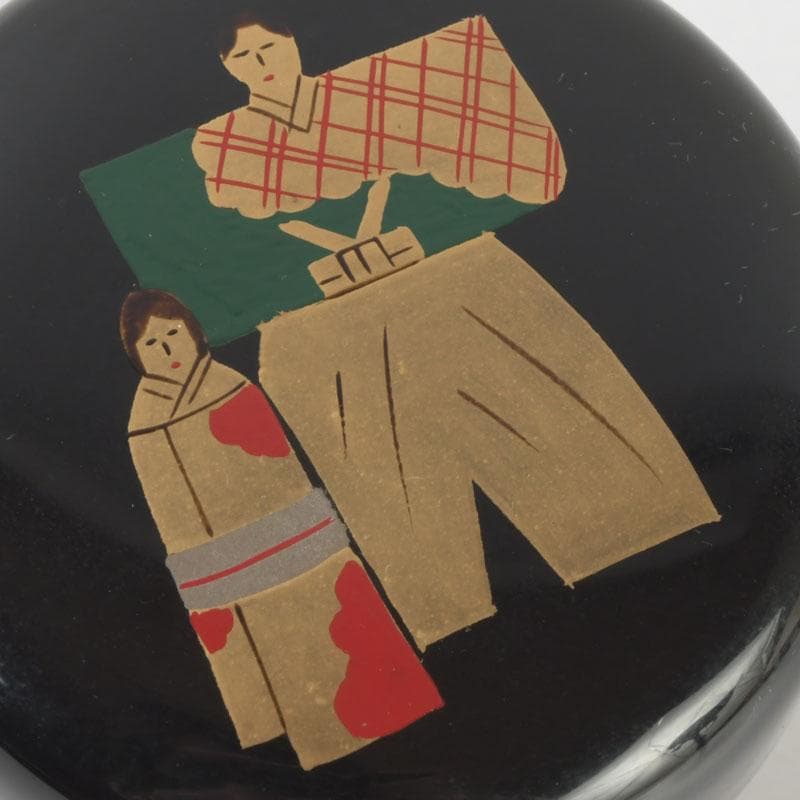 茶道具　山中塗　中嶋宗峰作　立雛蒔絵　内朱　中棗　共箱　V　9624