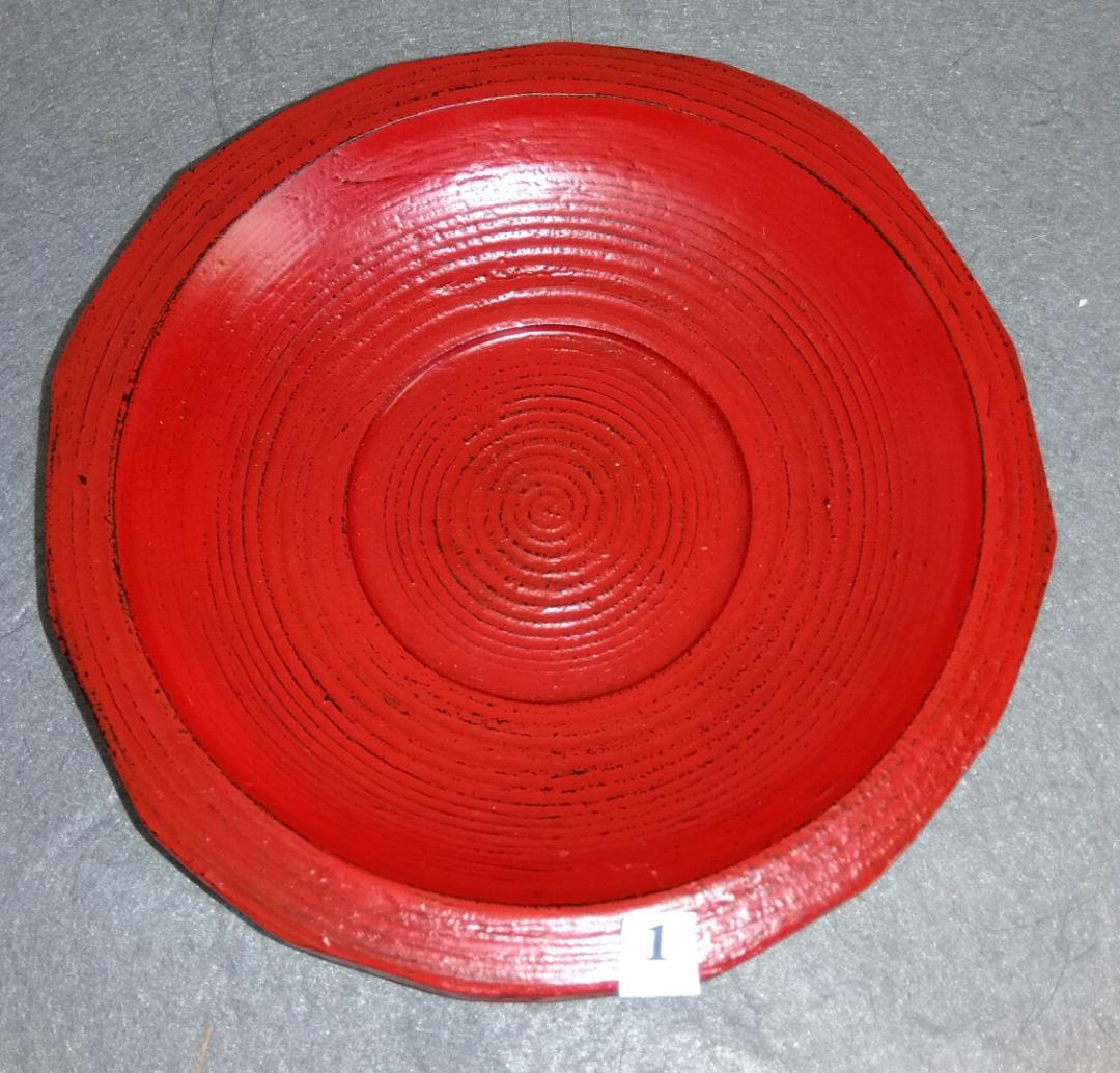 【ayun3出品】 越前漆器　山岸厚夫粗挽き根来塗茶托(多目的小皿)