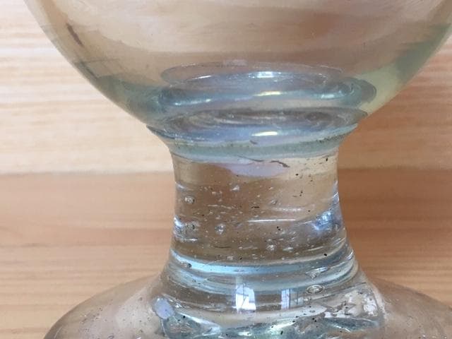 希少!! 大正浪漫 氷コップ 乳白赤縁 なつめ形 和硝子